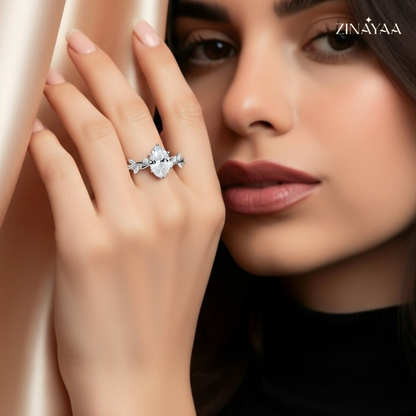 925 Sterling Silver Floral Vine Adjustable Ring