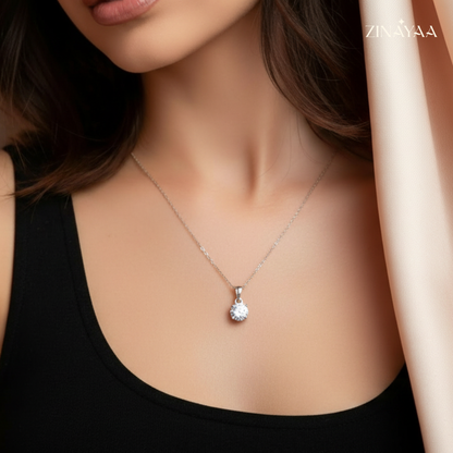 925 Sterling Silver Celeste Solitaire Pendant Necklace