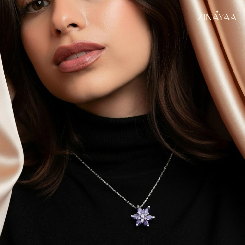 925 Sterling Silver Blossom Vine Pendant Necklace