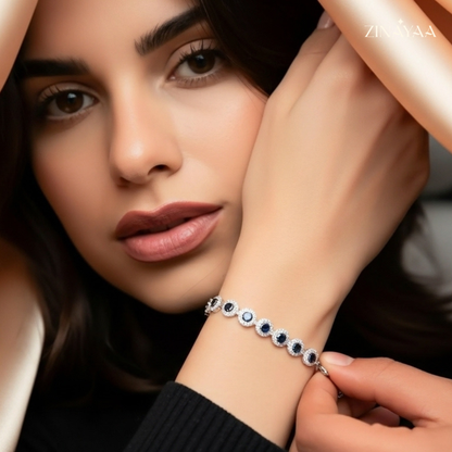 925 Sterling Silver Blue Elegance Adjustable Bracelet