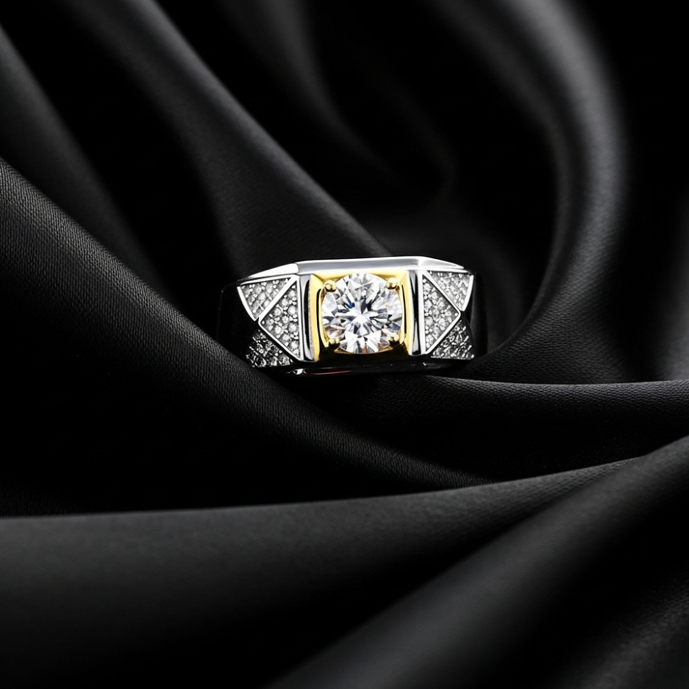 92.5 Sterling Silver  Regal Crest Men’s Adjustable Ring