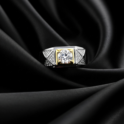 92.5 Sterling Silver  Regal Crest Men’s Adjustable Ring