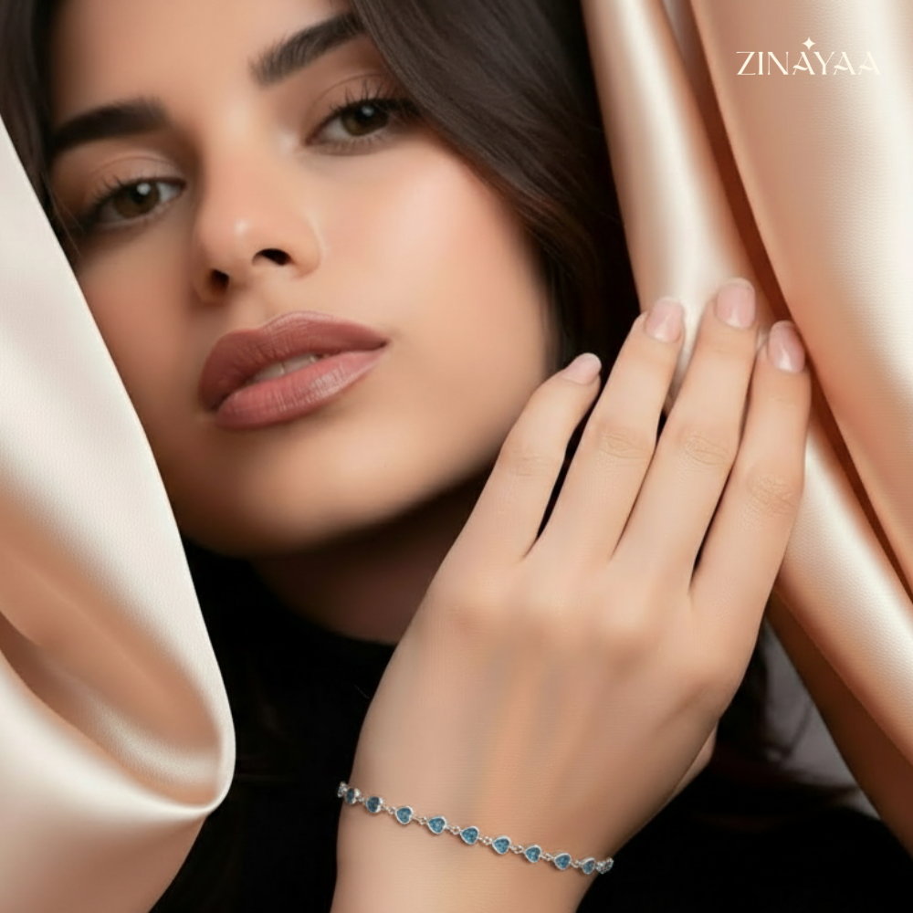925 Sterling Silver Azure Teardrop Bracelet