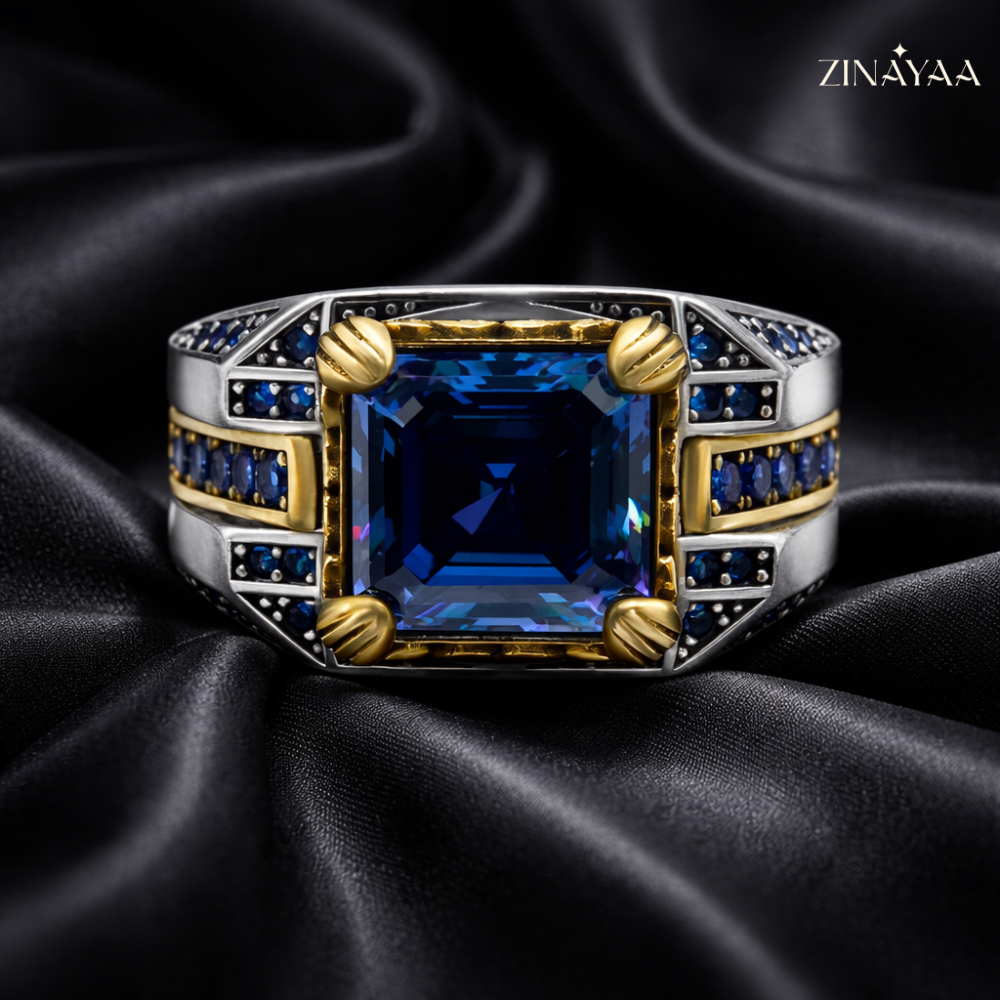 92.5 Sterling Silver Royal Midnight Men’s adjustable Ring