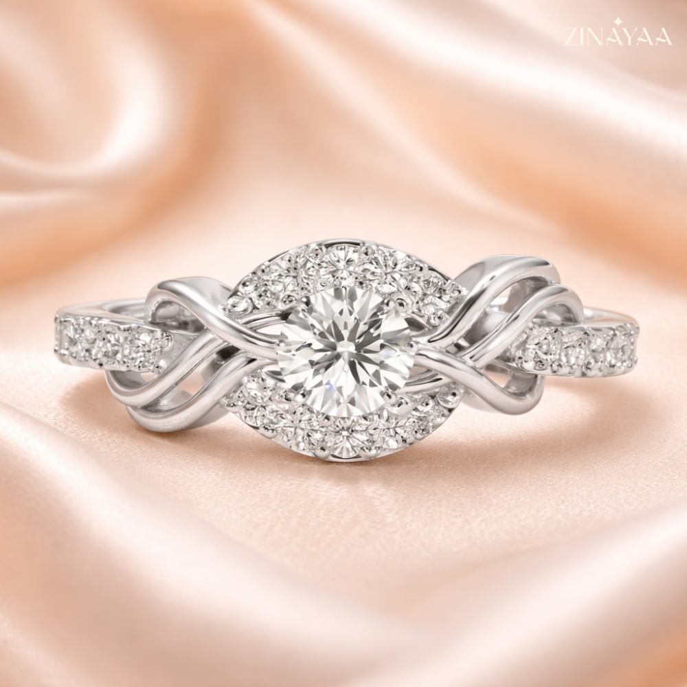 92.5 Sterling Silver Adjustable Love Root Solitaire Ring