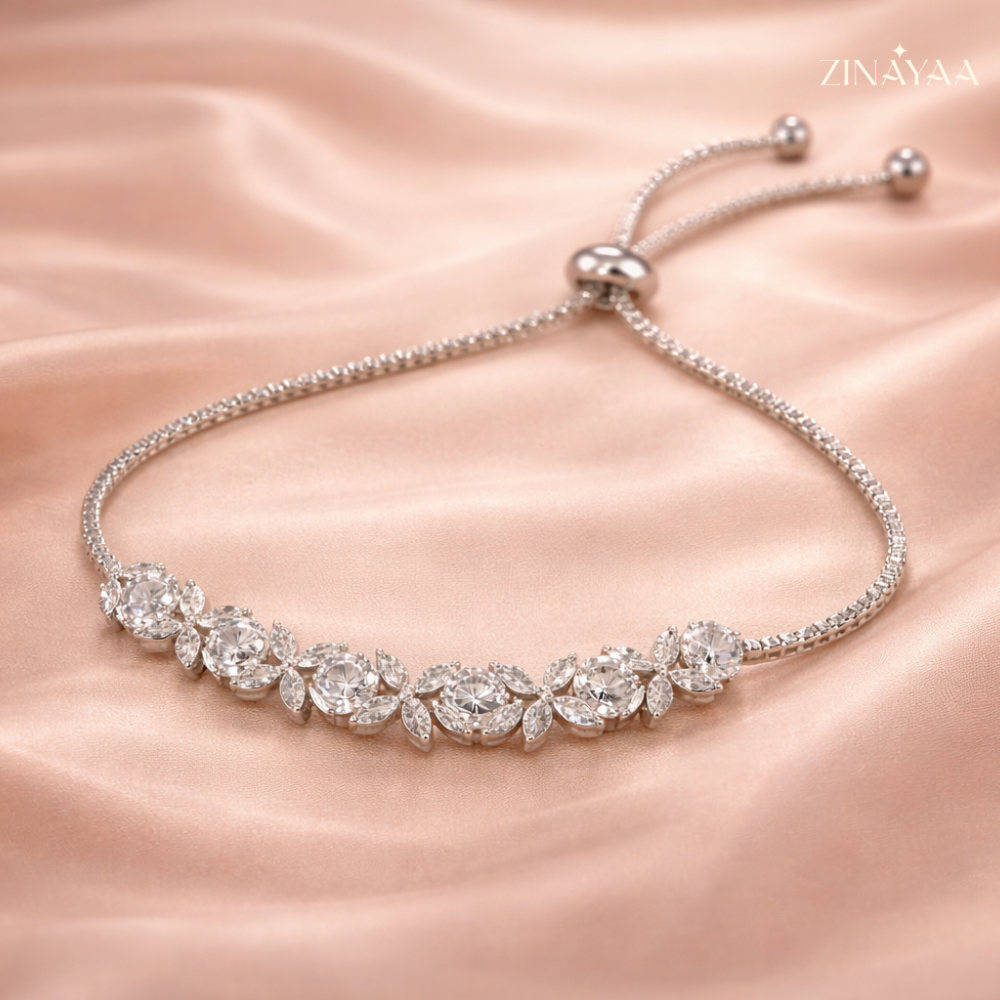 92.5 Sterling Silver Luminous Bloom Women’s Adjustable  Bracelet