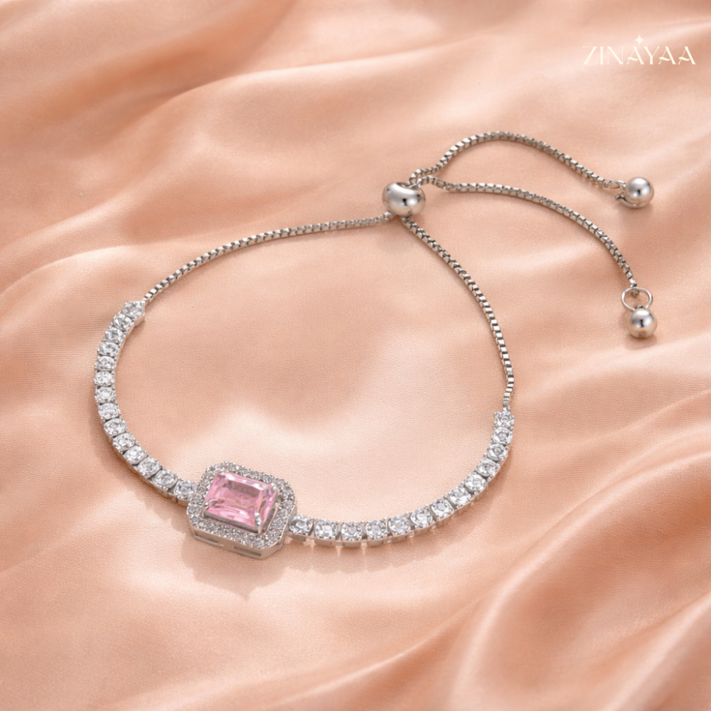 925 Sterling Silver Pink Radiance Adjustable Bracelet