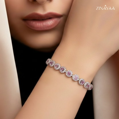 925 Sterling Silver Lavender Halo Bracelet