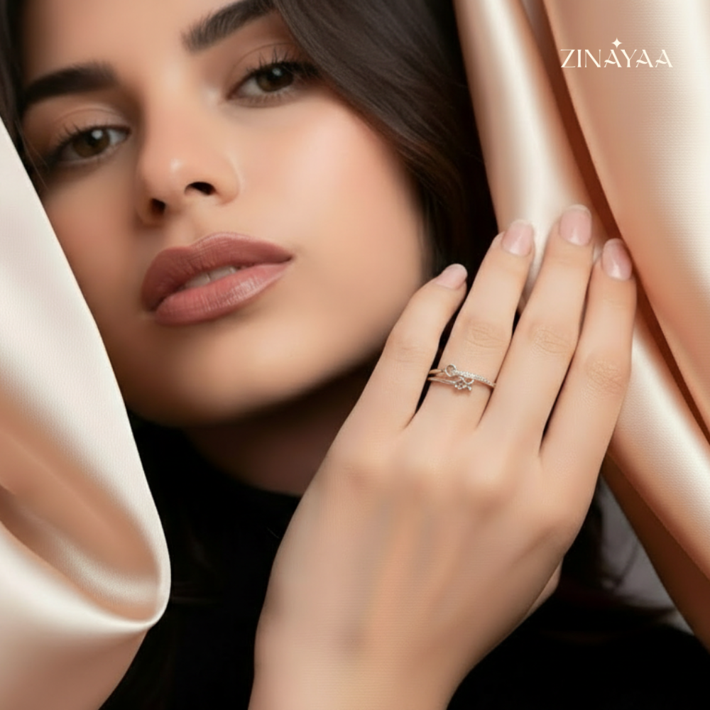 925 Sterling Silver Floral Spark Adjustable Ring