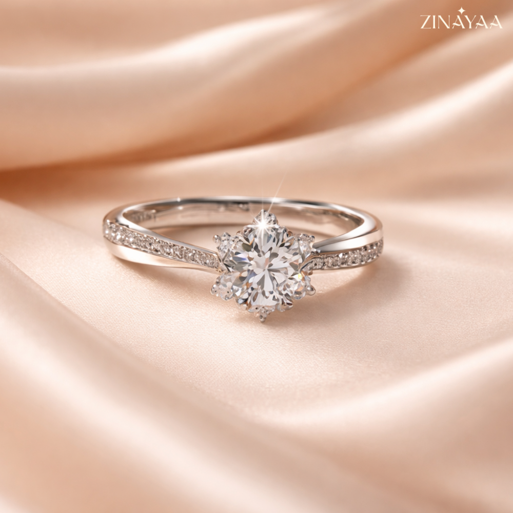 925 Sterling Silver Adjustable Solitaire Classic Ring for Women