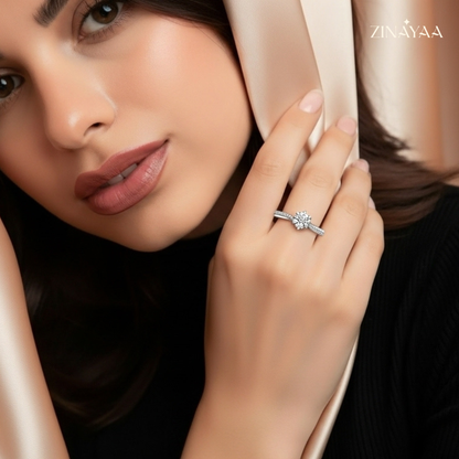 925 Sterling Silver Classic Solitaire Adjustable Ring