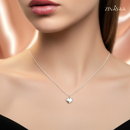 925 Sterling Silver Textured Heart Adjustable Pendant Necklace