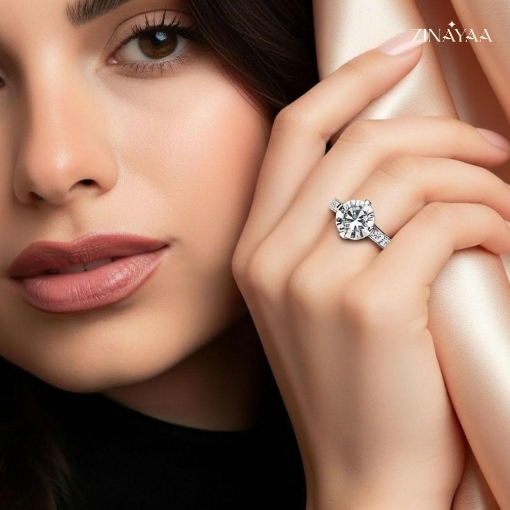 925 Sterling Silver Classic Solitaire Adjustable Ring