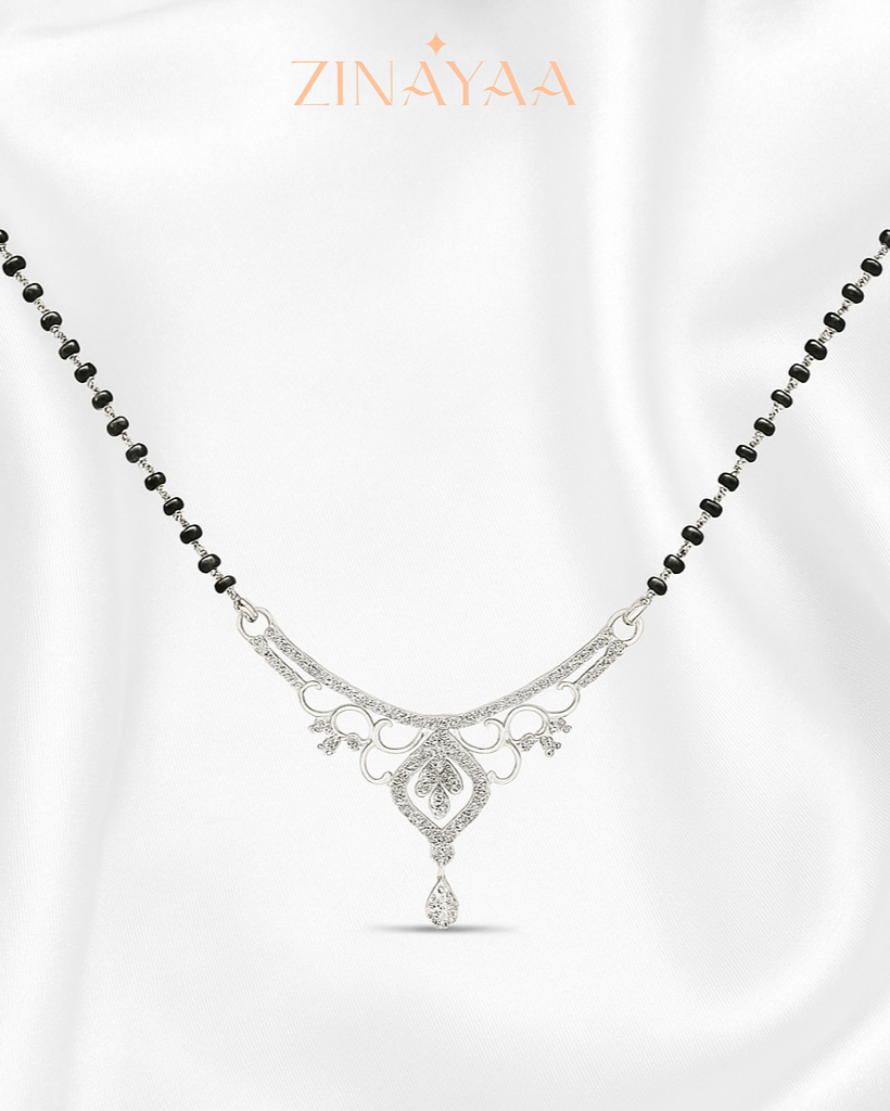92.5 Sterling Silver Mangalsutra  Ornate Filigree Pendant Design