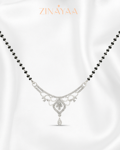 92.5 Sterling Silver Mangalsutra  Ornate Filigree Pendant Design
