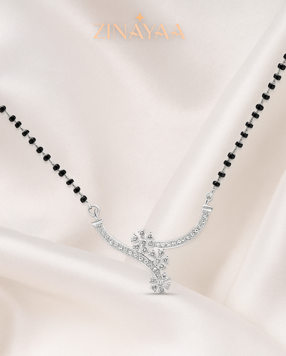 92.5 Sterling Silver Triple Floral Mangalsutra Necklace