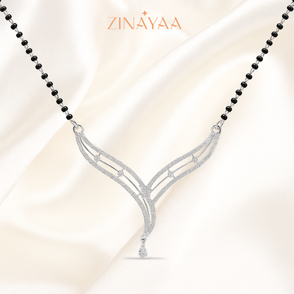 92.5 Sterling Silver Mangalsutra  Graceful V Shape Pendant Design