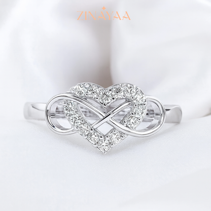 92.5 Sterling Silver Adjustable Infinity Heart Ring
