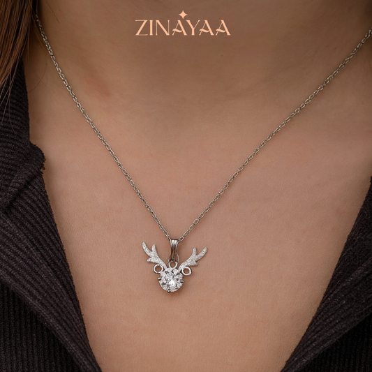 92.5  Sterling Silver Deer Antler Pendant Necklace