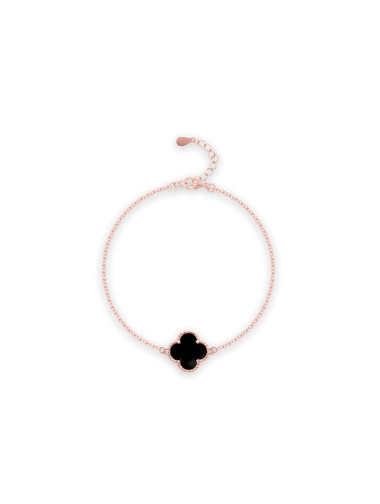 92.5 Sterling Silver Solo Black Clover Bracelet