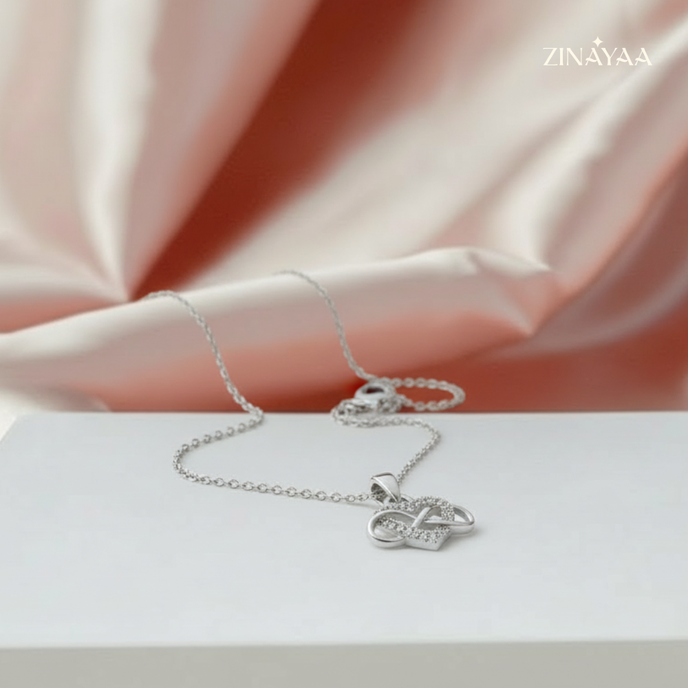 925 Sterling Silver Infinity Heart Pendant Necklace