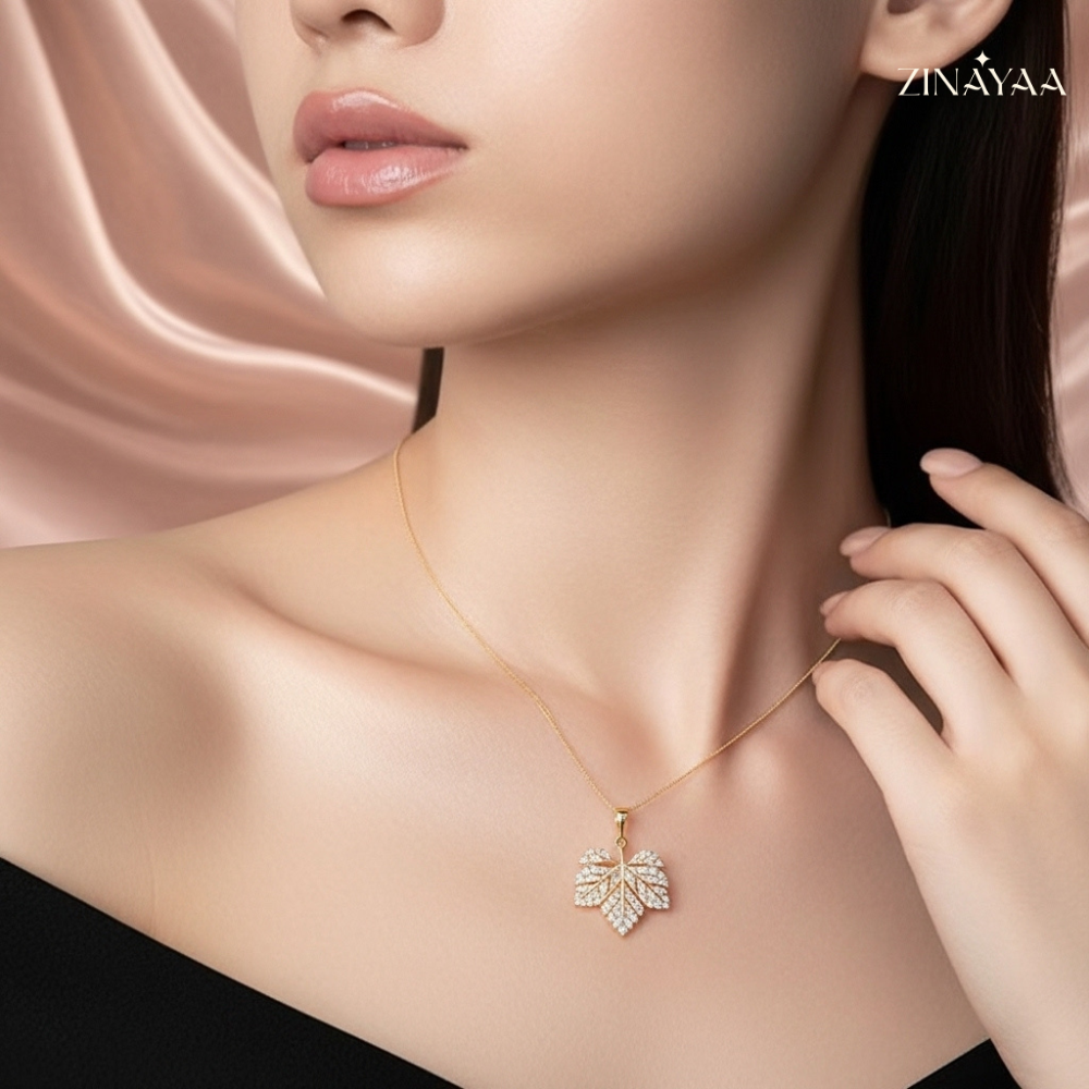 92.5 Sterling Silver Golden Leaf Grace Women’s Necklace