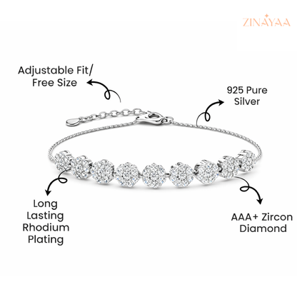 92.5 Sterling Silver Floral Diamond-Cut Bracelet