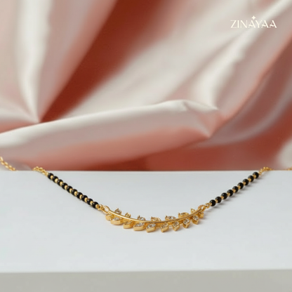 925 Sterling Silver Leaf Charm Mangalsutra Necklace
