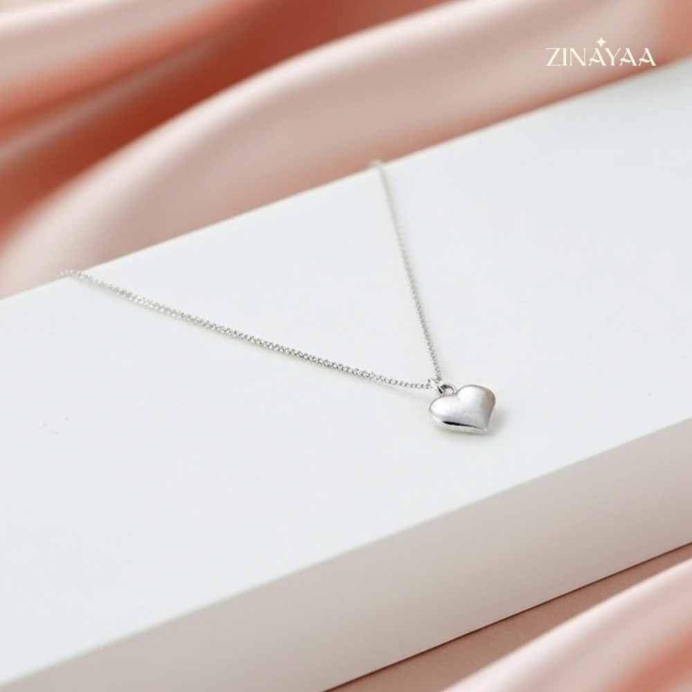 925 Sterling Silver Textured Heart Adjustable Pendant Necklace
