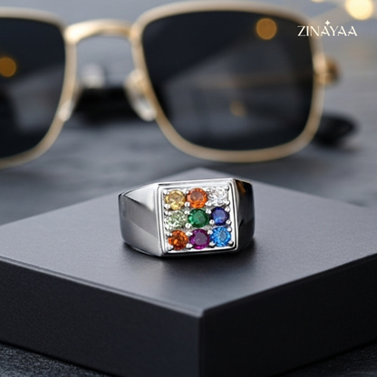 925 Sterling Silver Radiant Spectrum Adjustable Ring