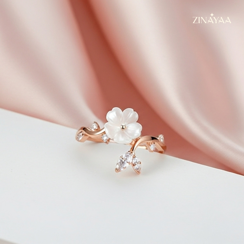 925 Sterling Silver in Rose Gold Blossom Adjustable Ring