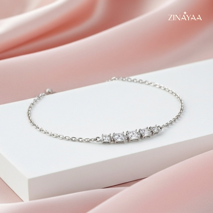 925 Sterling Silver Adjustable Diamond-Style Bracelet