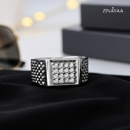 925 Sterling Silver Imperial Grid Adjustable Ring