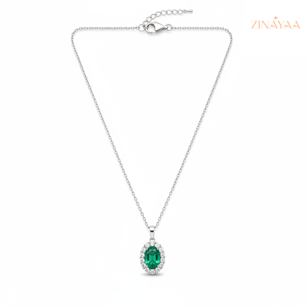 92.5 sterling silver Emerald Halo Grace Women’s Necklace