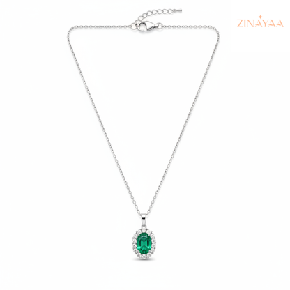 92.5 sterling silver Emerald Halo Grace Women’s Necklace
