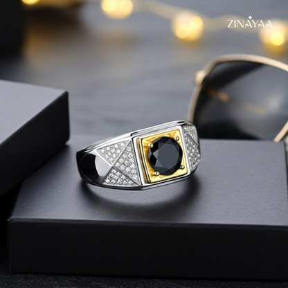 925 Sterling Silver Imperial Onyx Adjustable Ring for men