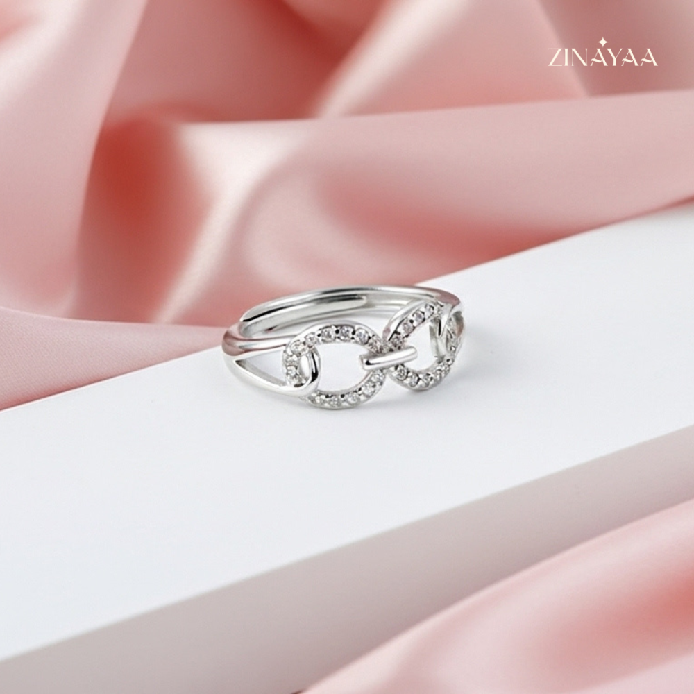 925 Sterling Silver Infinity Link Adjustable Ring