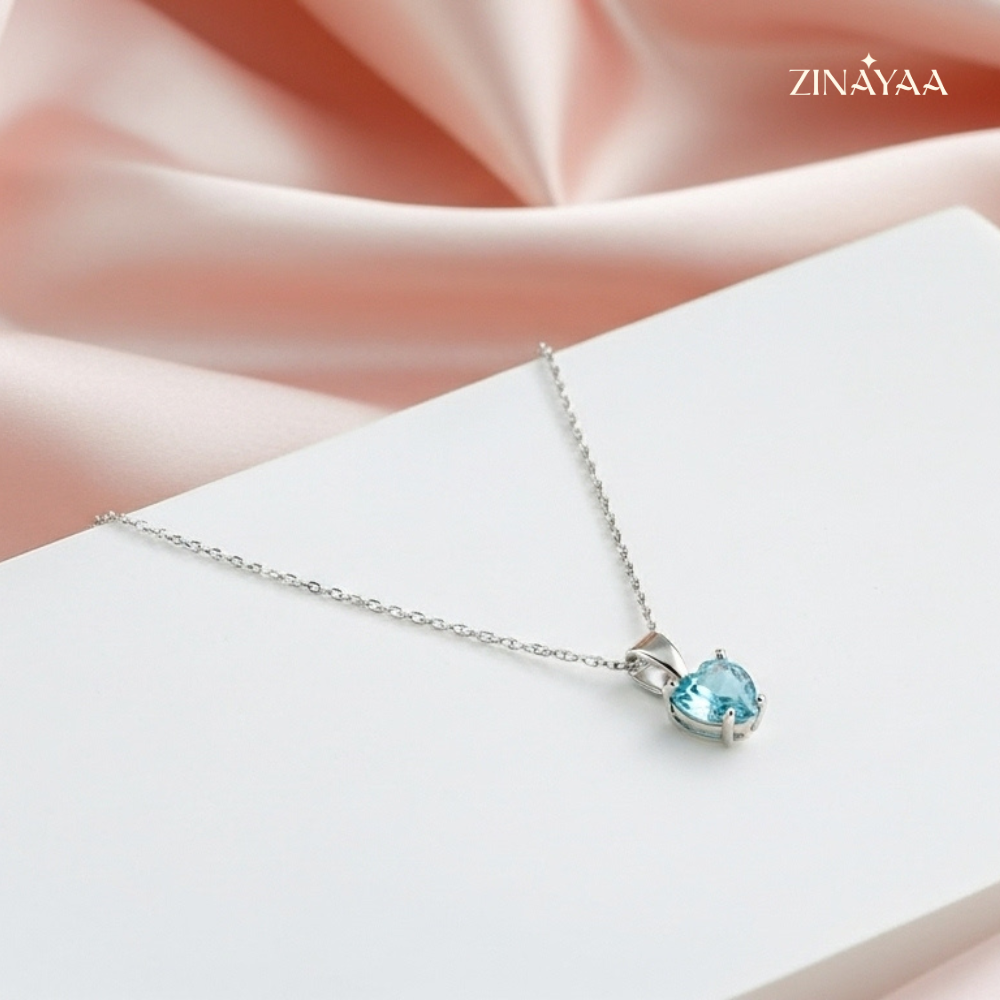 925 Sterling Silver Blue Heart Adjustable Necklace