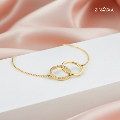 92.5 Sterling Silver Elegant Link Circle Gold Bracelet