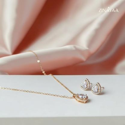 925 Sterling Silver Pear Halo Jewellery Set