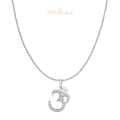 92.5 Sterling Silver Om Trishul Pendant Chain