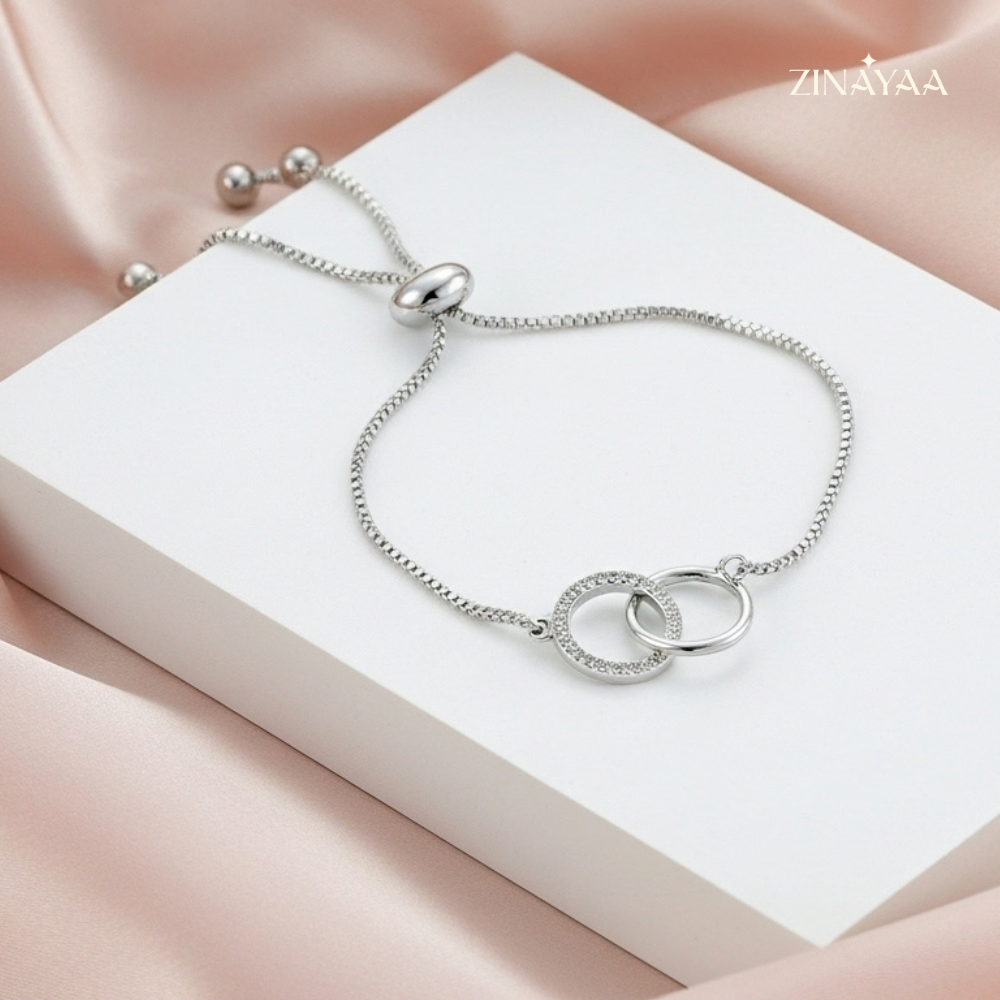 92.5 Sterling Silver Elegant Link Circle Silver Bracelet