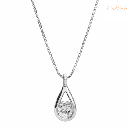 92.5 Sterling Silver Pear Drop Pendant with Chain