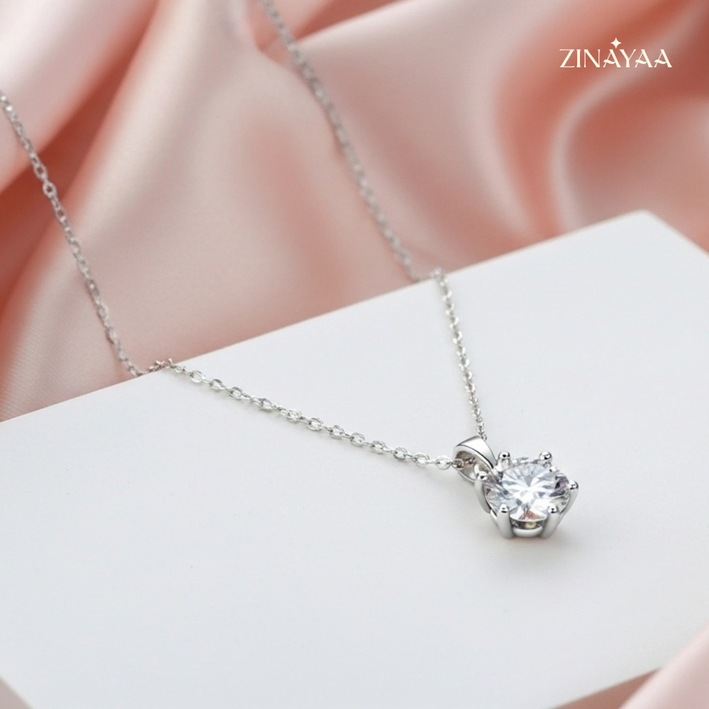 925 Sterling Silver Classic Solitaire Adjustable Pendant Necklace