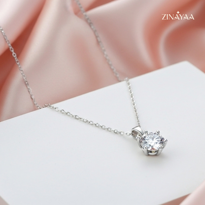 925 Sterling Silver Classic Solitaire Adjustable Pendant Necklace