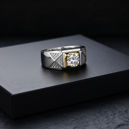 92.5 Sterling Silver  Regal Crest Men’s Adjustable Ring