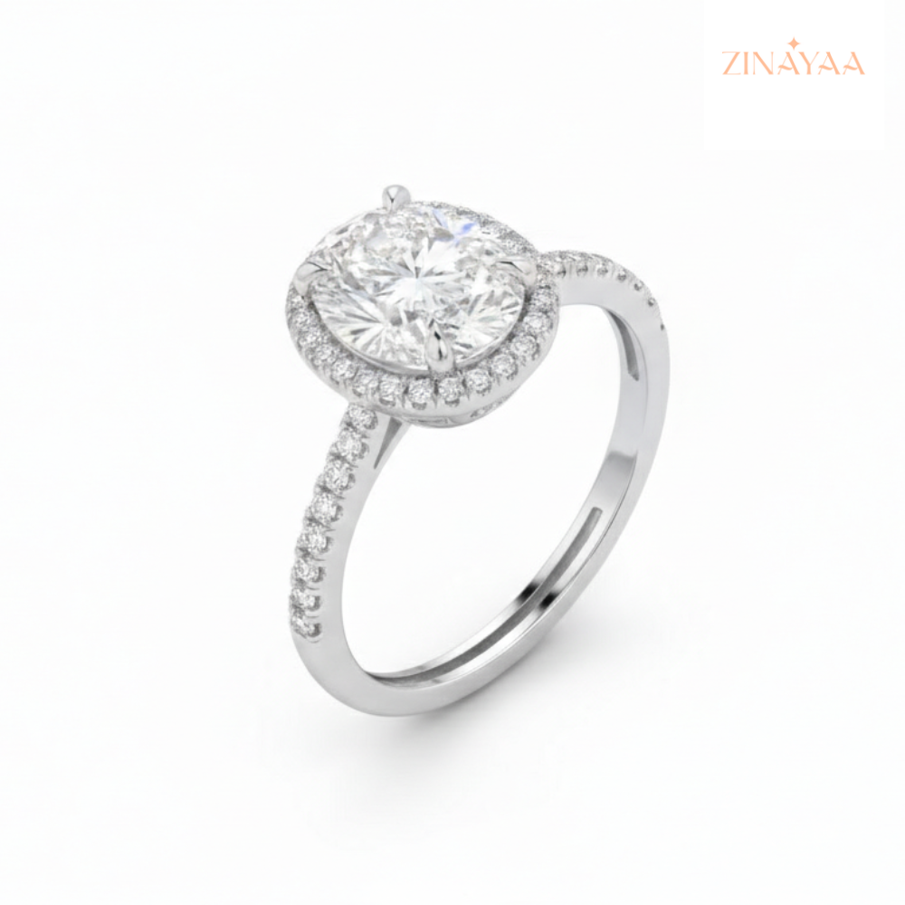 925  Sterling Silver Radiant Halo Adjustable Ring