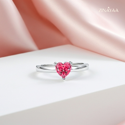 925 Sterling Silver Scarlet Heart Adjustable Ring