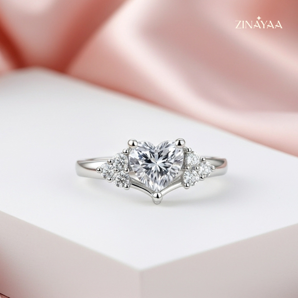 925 Sterling Silver Heart Crown Adjustable Ring