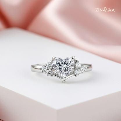 925 Sterling Silver Heart Crown Adjustable Ring